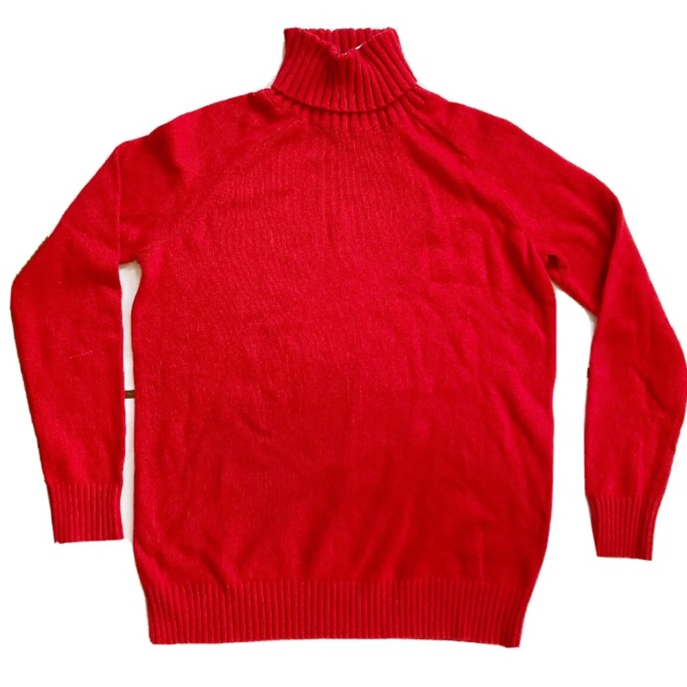 NWT Lands' End Classic Cherry Pullover Lambswool Turtleneck Sweater Womens Small